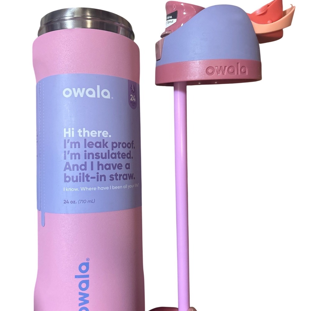 Owala FreeSip 24oz Insulated Stainless Steel Water Bottle Kickflip Pink Purple - Picture 6 of 6